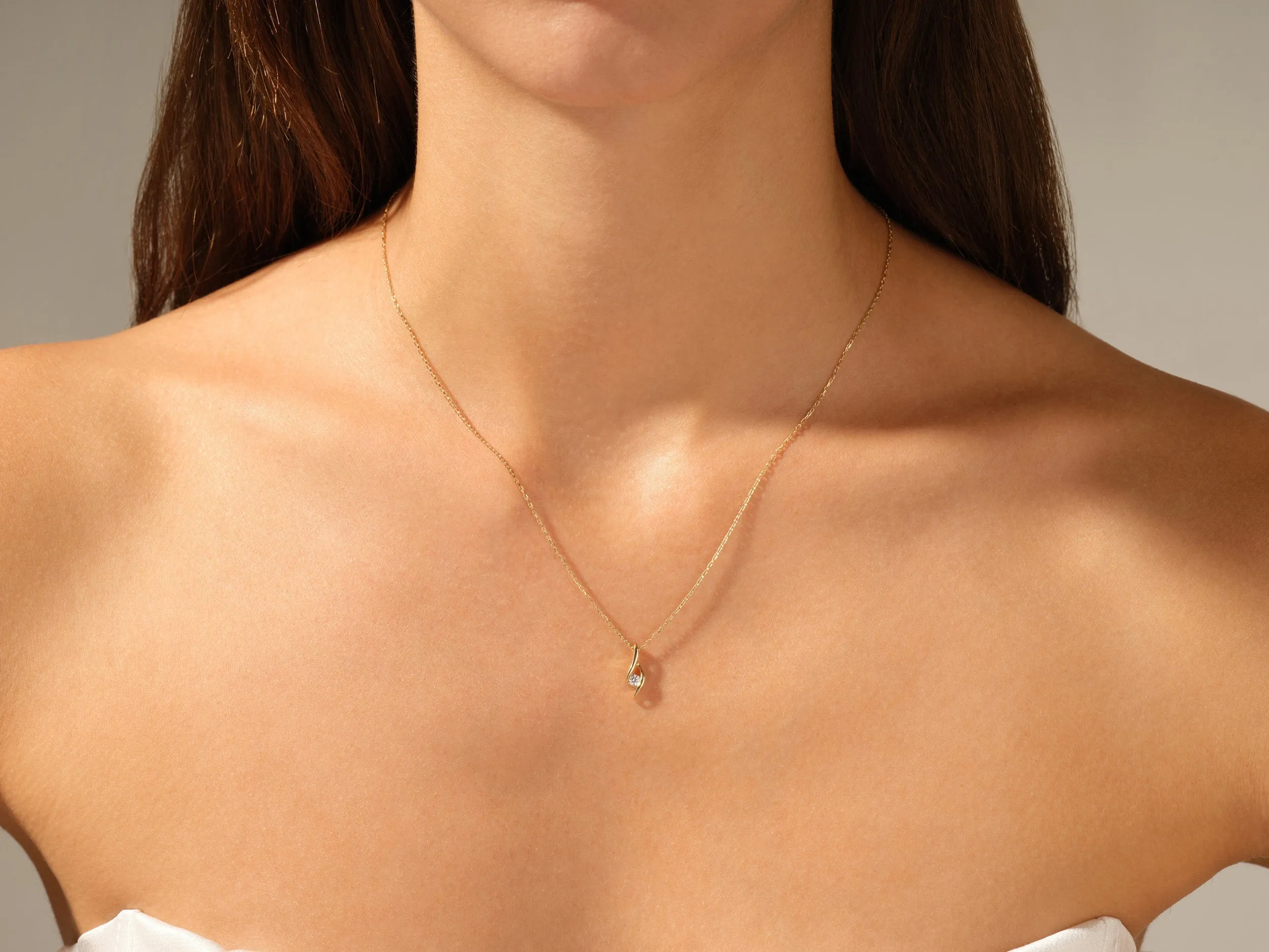 0.10 TCW Round Moissanite Diamond Soloitaire Necklace