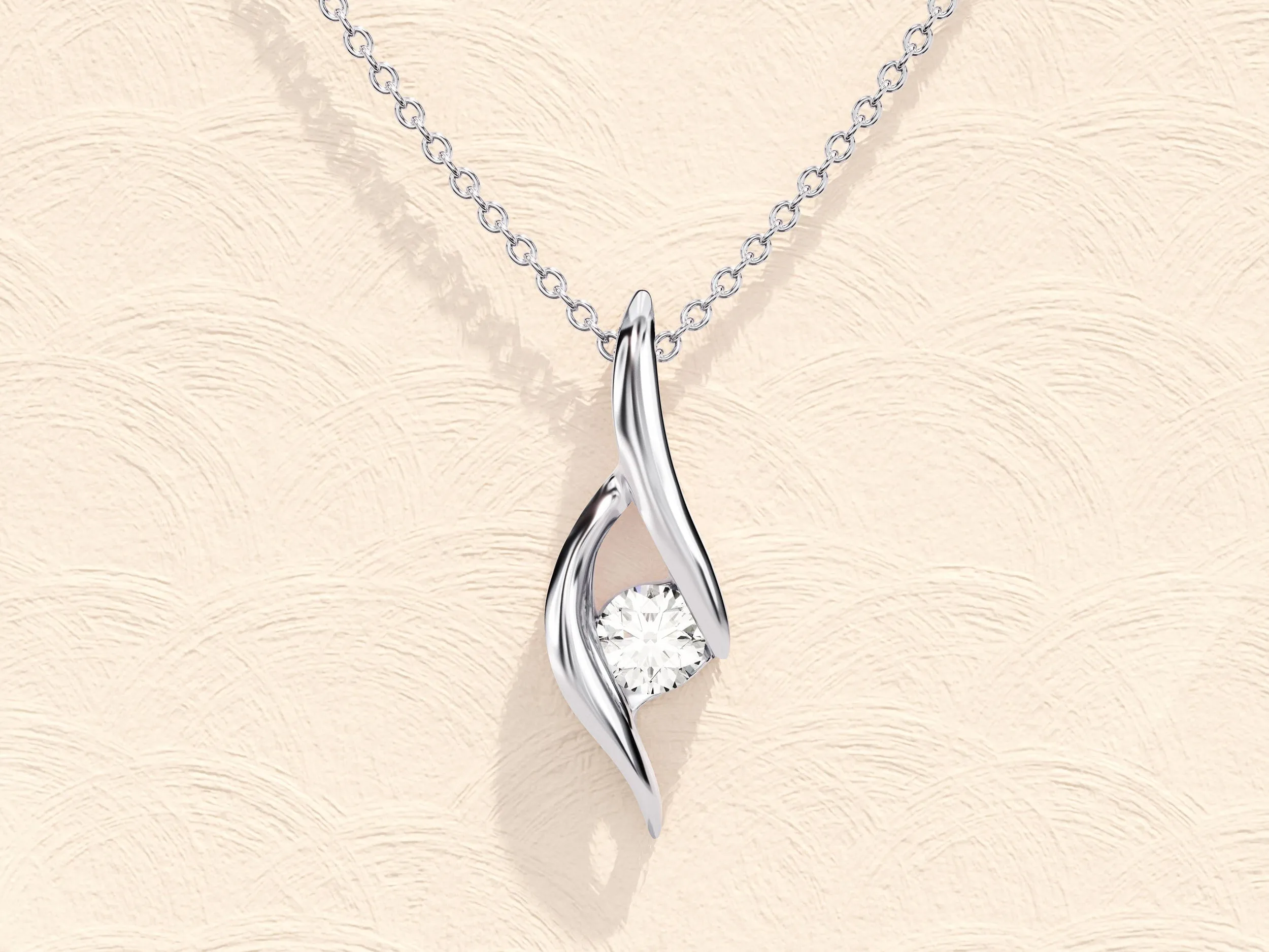 0.10 TCW Round Moissanite Diamond Soloitaire Necklace