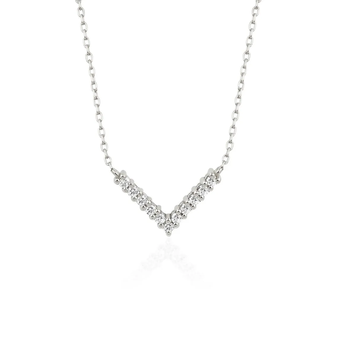 0.10 TCW Round Moissanite Diamond V Shaped Necklace