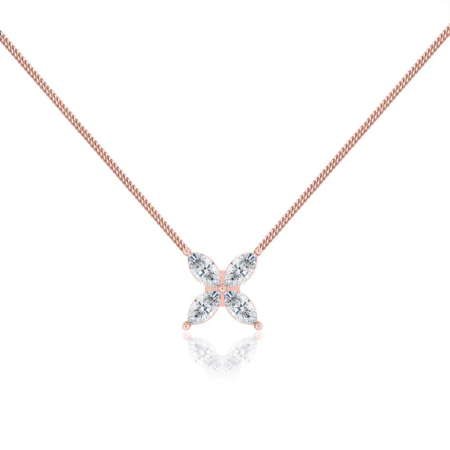 0.23 TCW Marquise Moissanite Diamond Flower Style Necklace