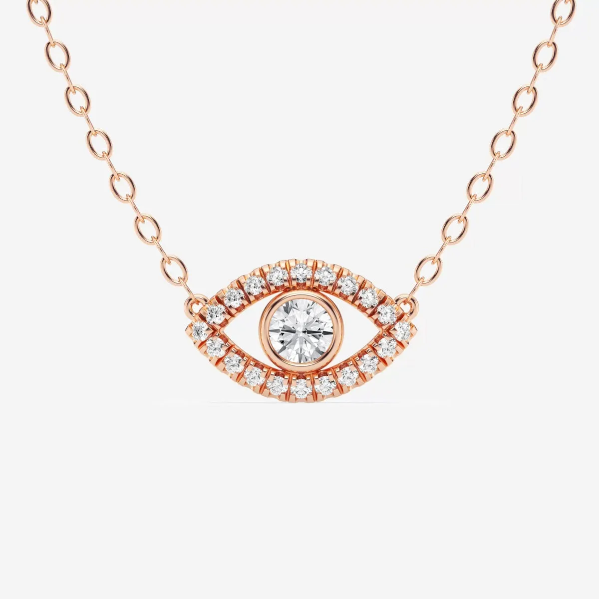 0.35 TCW Round Moissanite Diamond Evil Eye Necklace