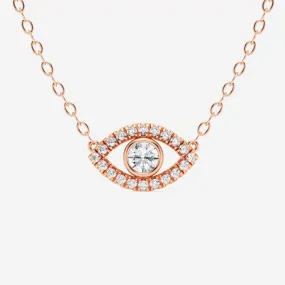 0.35 TCW Round Moissanite Diamond Evil Eye Necklace