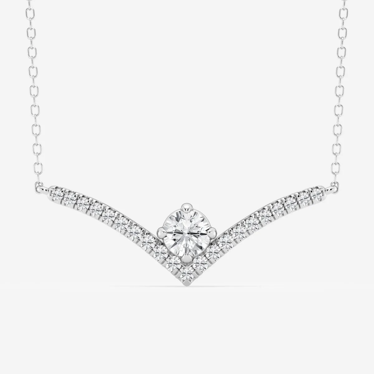 0.50 CT Round Moissanite Diamond Chevron Style Necklace