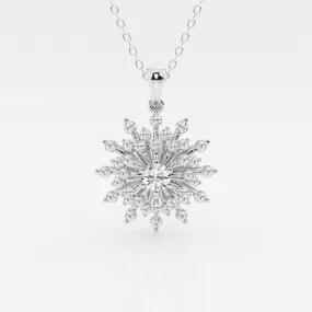 0.69 TCW Round Moissanite Diamond Sunbrust Pendant Necklace