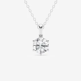 1.0 CT Round Moissanite Diamond Solitaire Necklace