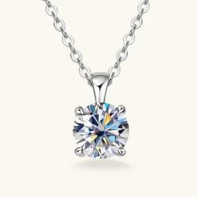 1.0 CT Round Moissanite Diamond Solitaire Necklace