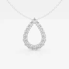 1.0 TCW Round Moissanite Diamond Pear Shape Pendant Necklace