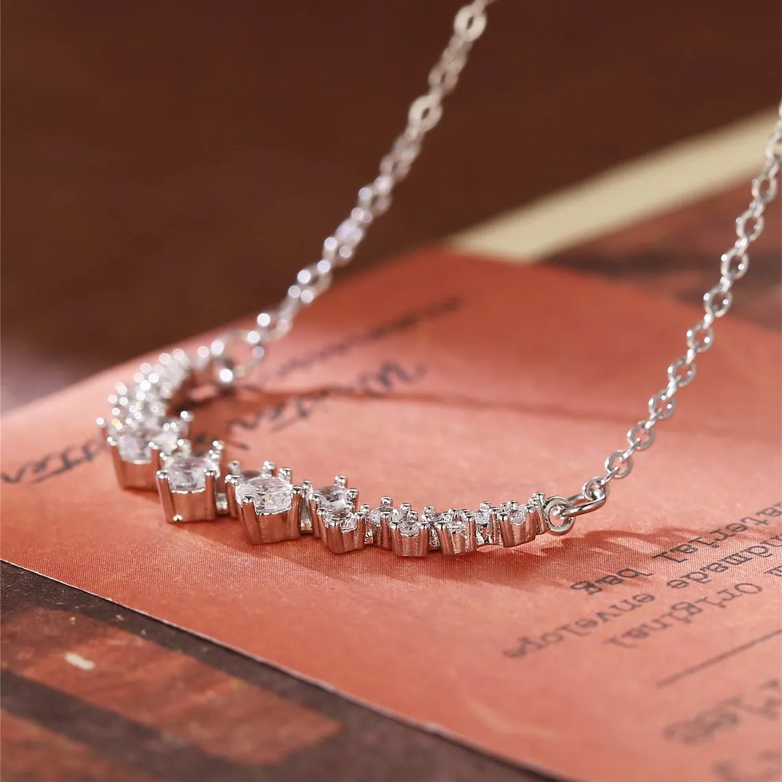 1.20 TCW Round Moissanite Diamond Cluster Necklace