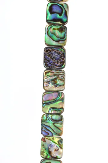 14mm square ABALONE SHELL Beads, double sided, full strand, bsh0022