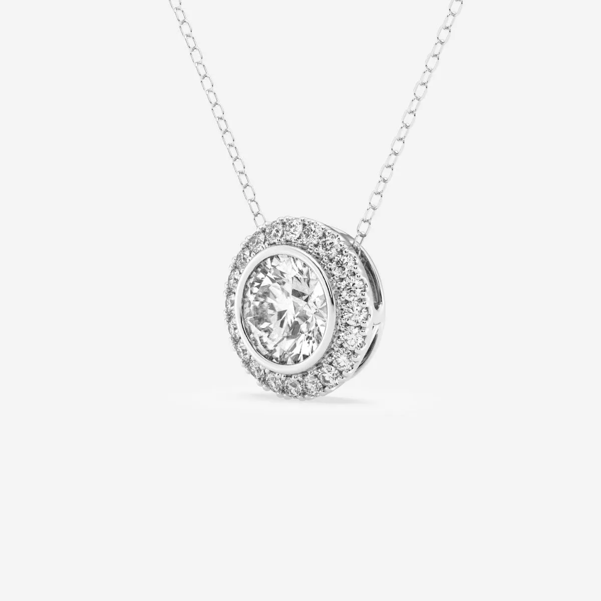 1.50 TC Round Moissanite Diamond Halo Style Necklace