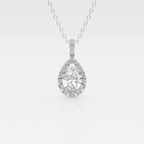 2.0 CT Pear Moissanite Diamond Halo Necklace