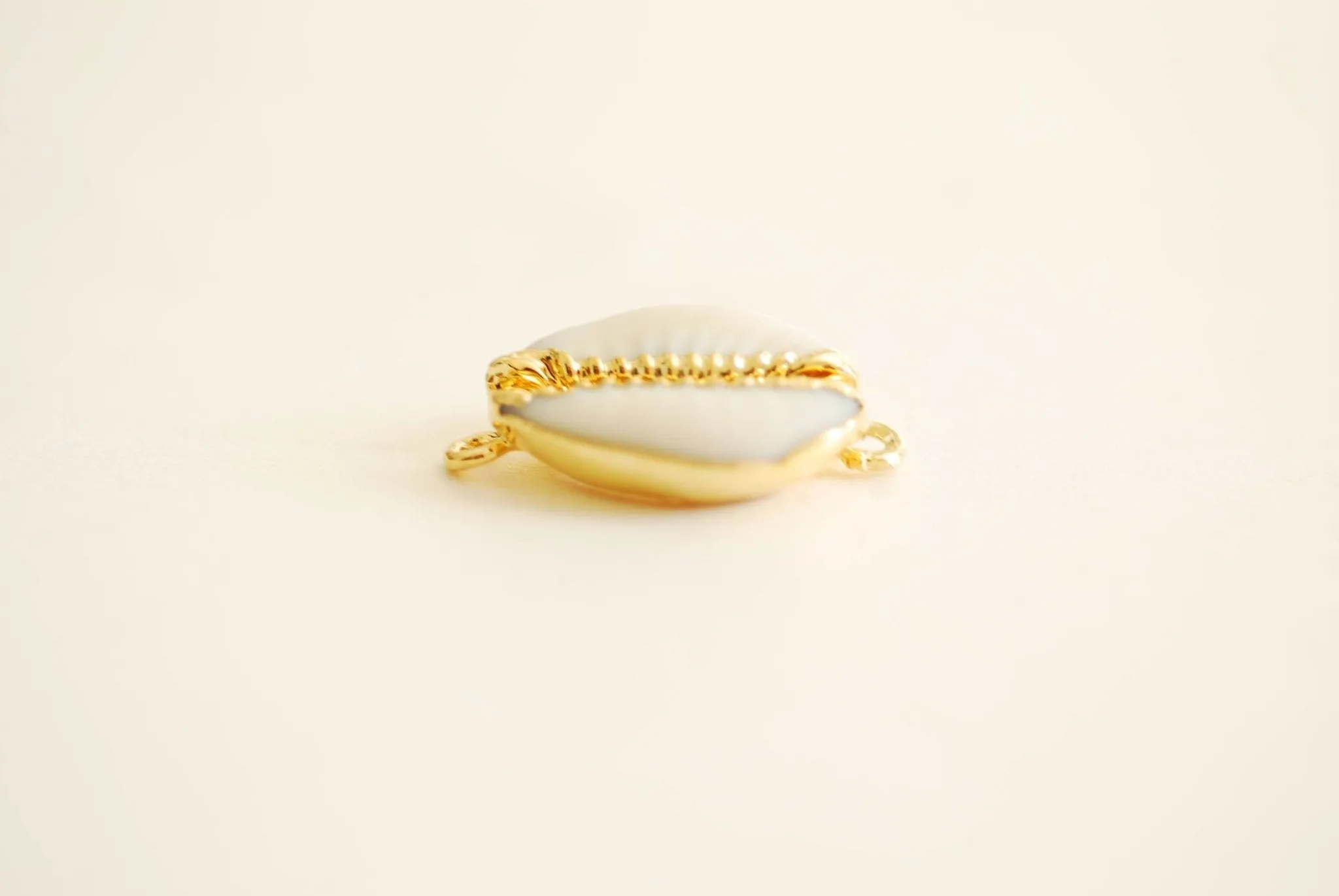 24k Gold Real Natural Cowrie Connector Shell, Natural gold dipped shell pendant, Gold Cowrie shell pendant charm, Cut Cowrie Shell Beads