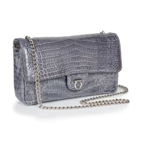 30-660-GRY THE CHARLOTTE Gracen Nile Crocodile Handbag, Gray