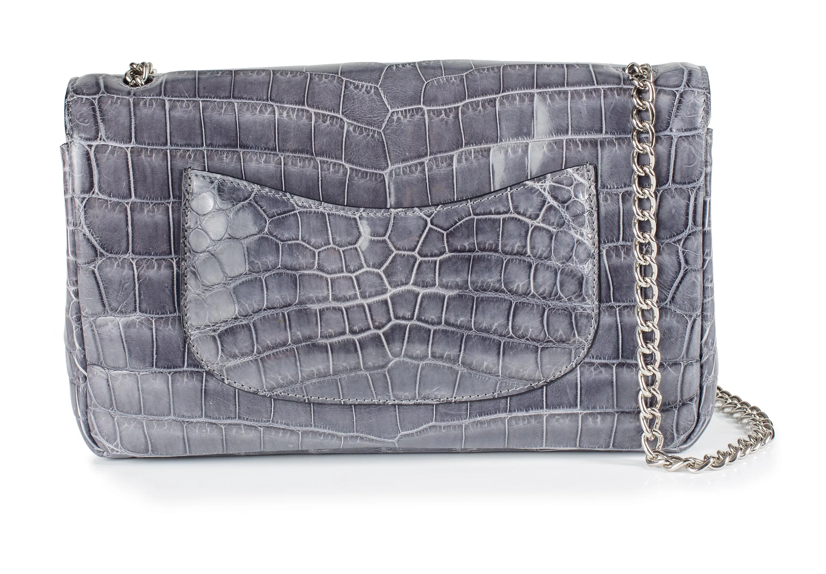 30-660-GRY THE CHARLOTTE Gracen Nile Crocodile Handbag, Gray