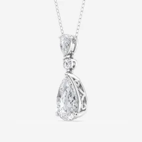 3.50 CT Pear Moissanite Diamond Three Stone Necklace