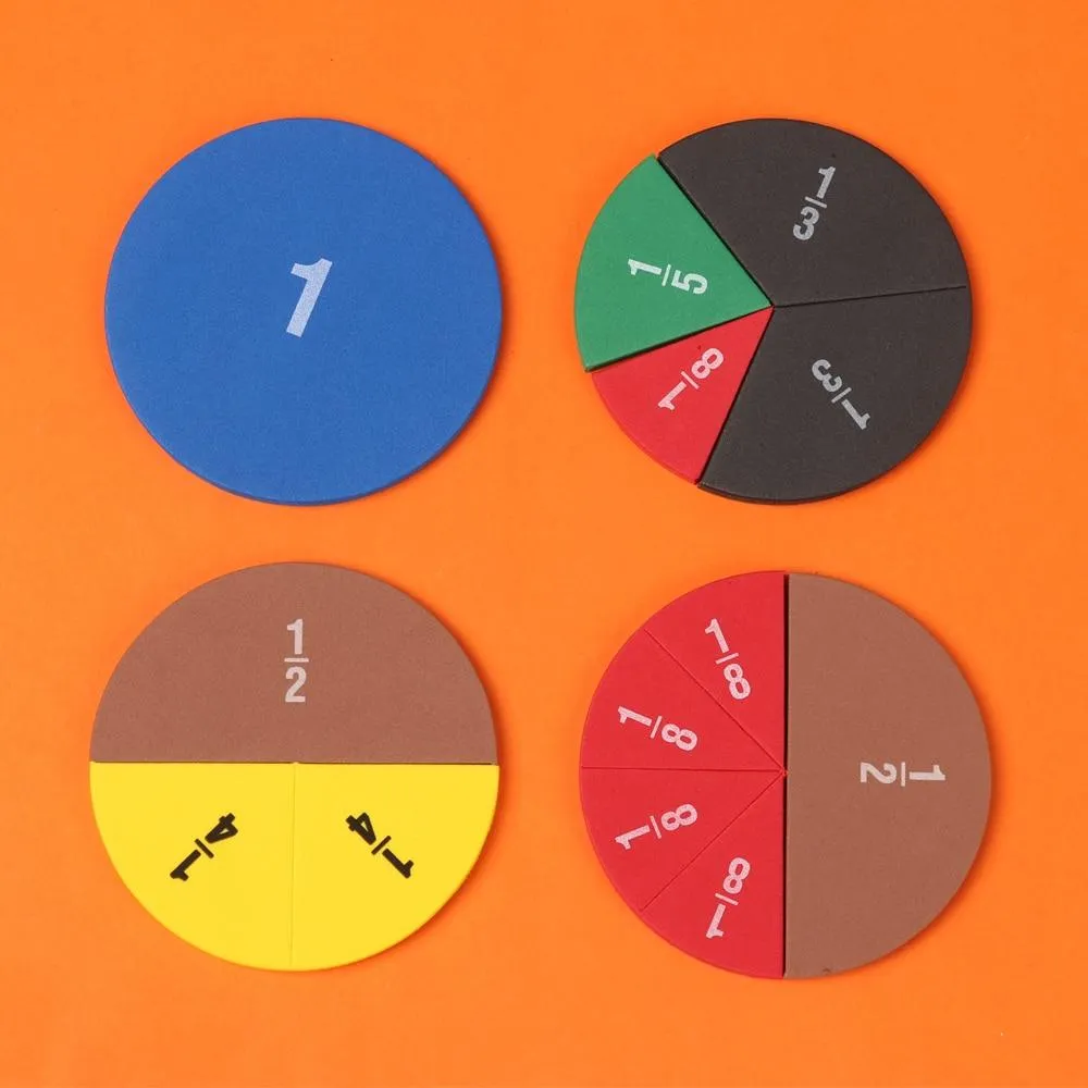 51Pcs EVA Round Shaped Fractions Instrument Montessori Math Educational Toys Math Learning Tool Student Teaching Gifts