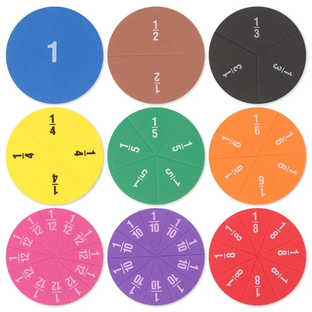 51Pcs EVA Round Shaped Fractions Instrument Montessori Math Educational Toys Math Learning Tool Student Teaching Gifts