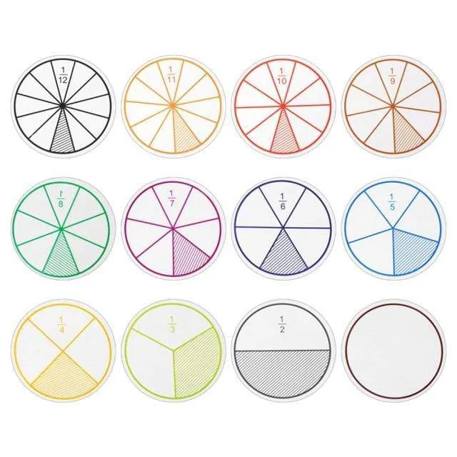 51Pcs EVA Round Shaped Fractions Instrument Montessori Math Educational Toys Math Learning Tool Student Teaching Gifts