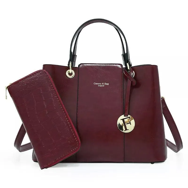 Aaliyah Faux Handbag Set (2-Pieces) - Maroon