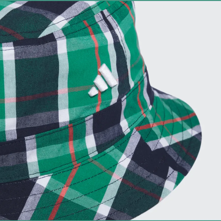 Adidas White Plaid Reversible Golf Bucket Hat