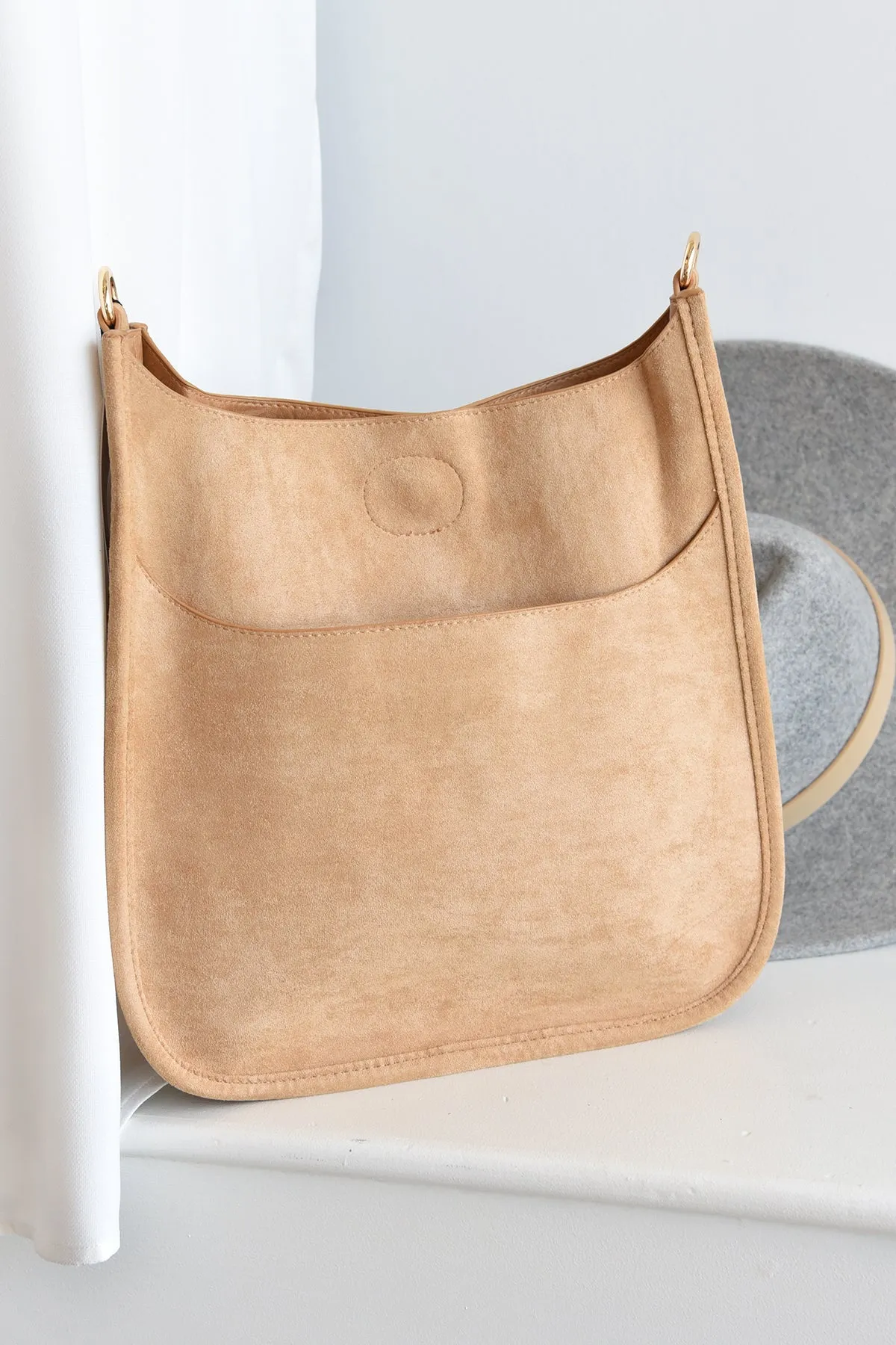 AHDORNED CAMEL SUEDE MESSENGER