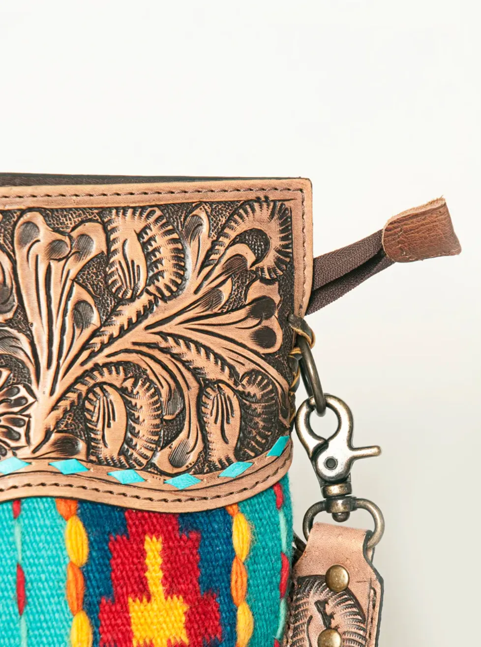 AZTEC TEAL SADDLE BAG PURSE