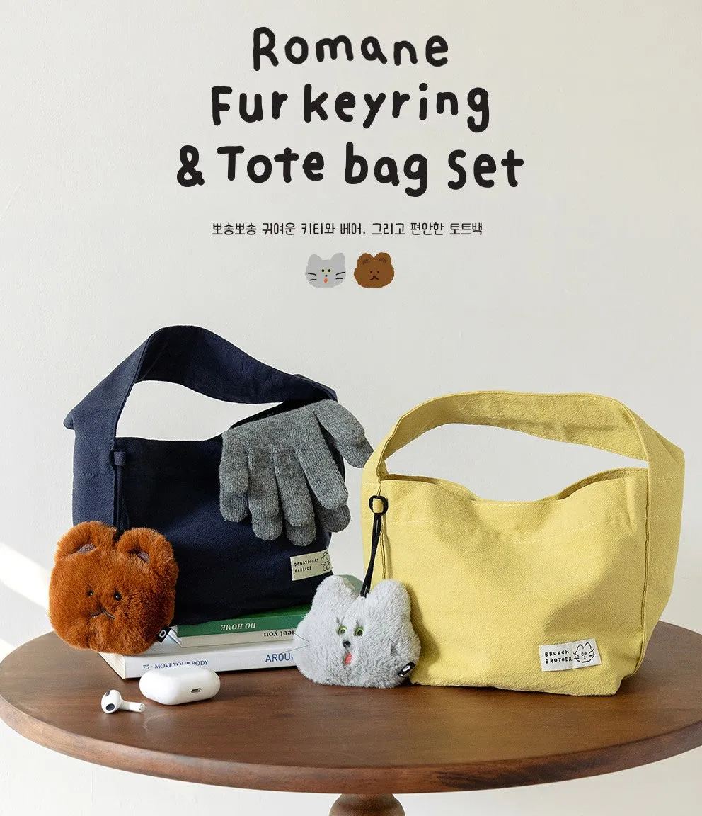 Bear Cat Fur Keyring Totes Mini Handbags Cute Purses Casual Picnic Lunch Boxes