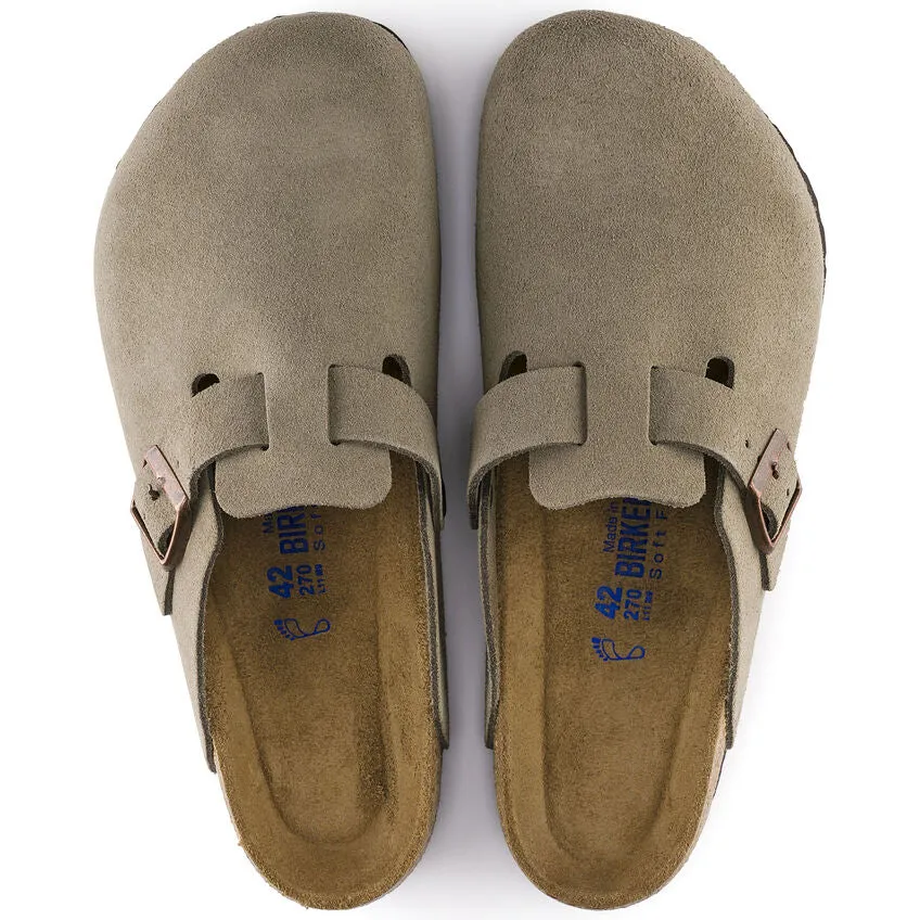 BIRKENSTOCK BOSTON SOFT FOOTBED SUEDE TAUPE - REGULAR FIT