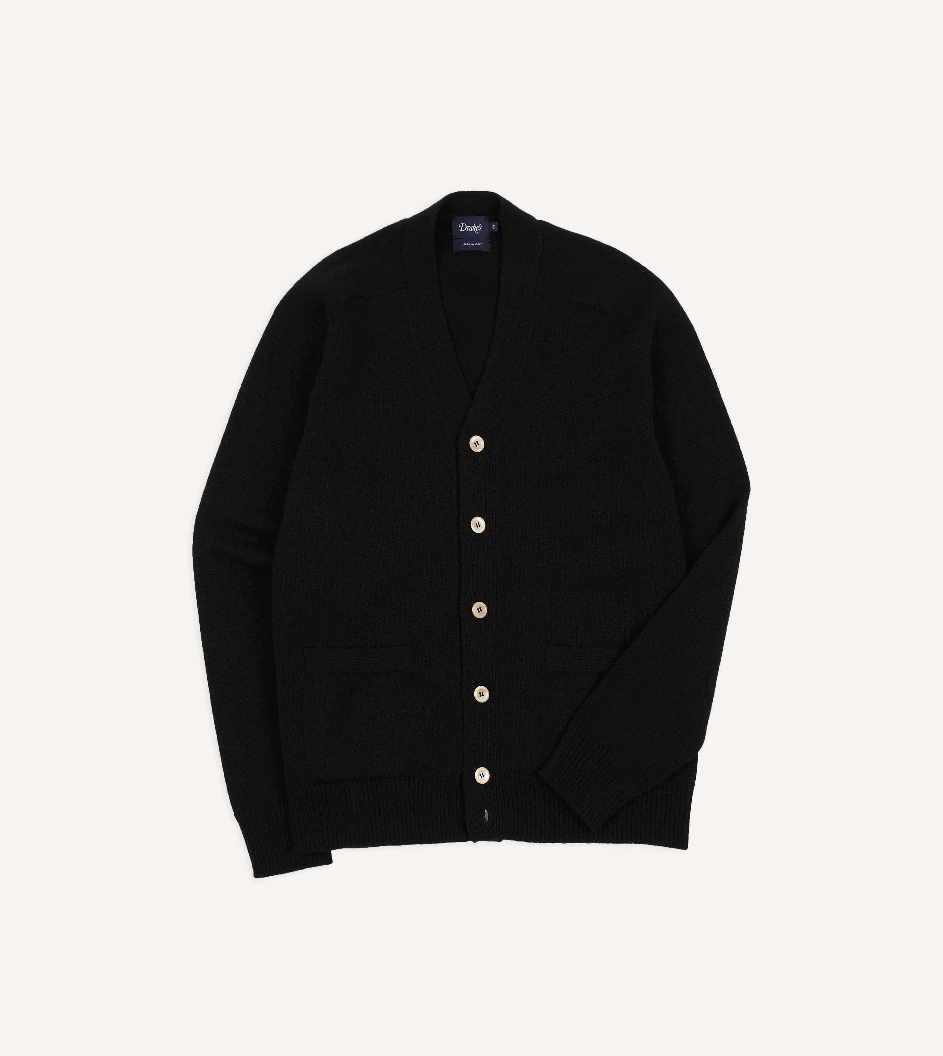 Black Lambswool 6 Button Cardigan