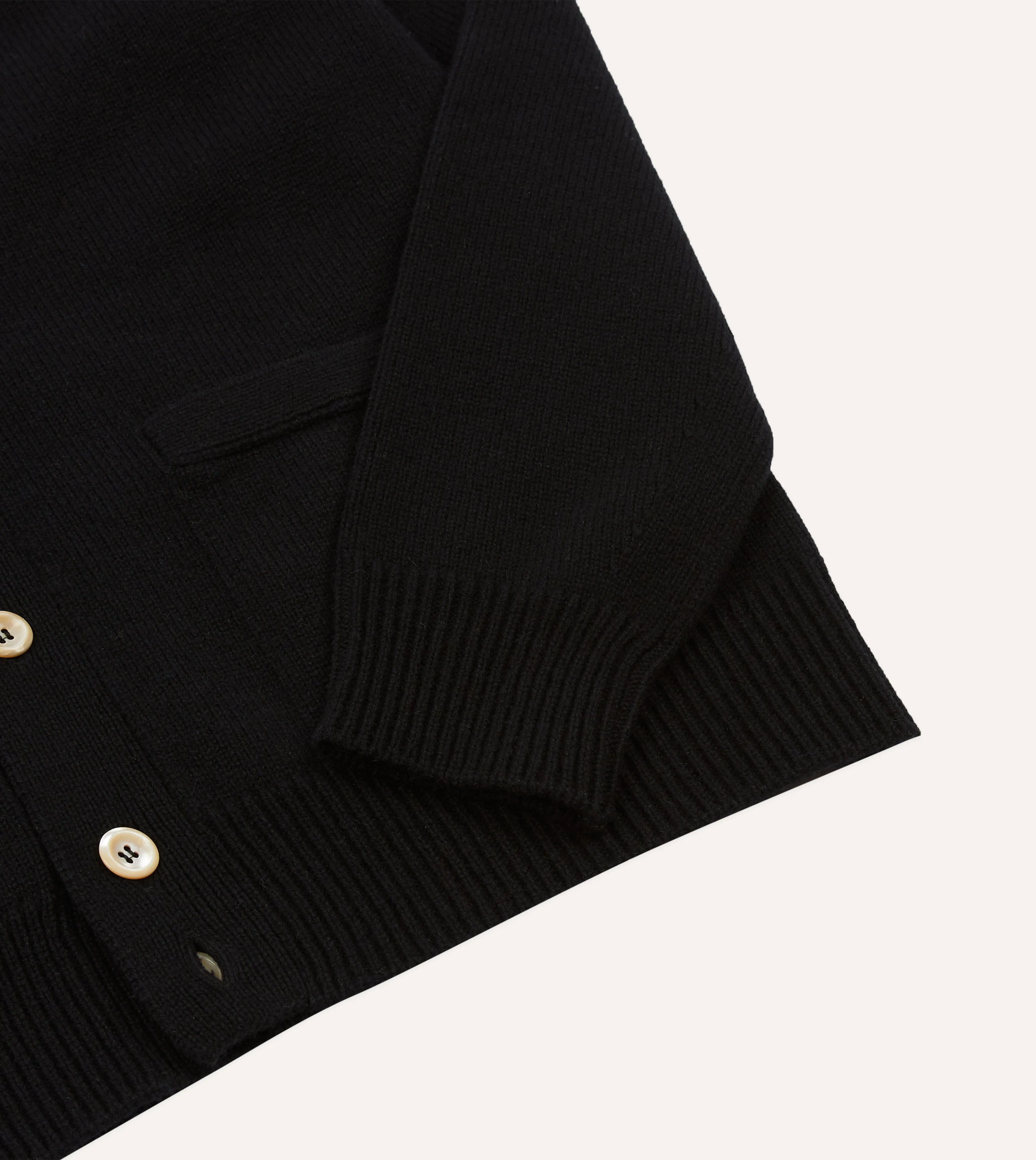 Black Lambswool 6 Button Cardigan