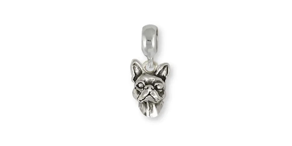 Boston Terrier Charm Slide Jewelry Sterling Silver Handmade Dog Charm Slide DO1H-PNS