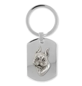 Boston Terrier Key Ring Jewelry Sterling Silver Handmade Dog Key Ring BT10-KRSE