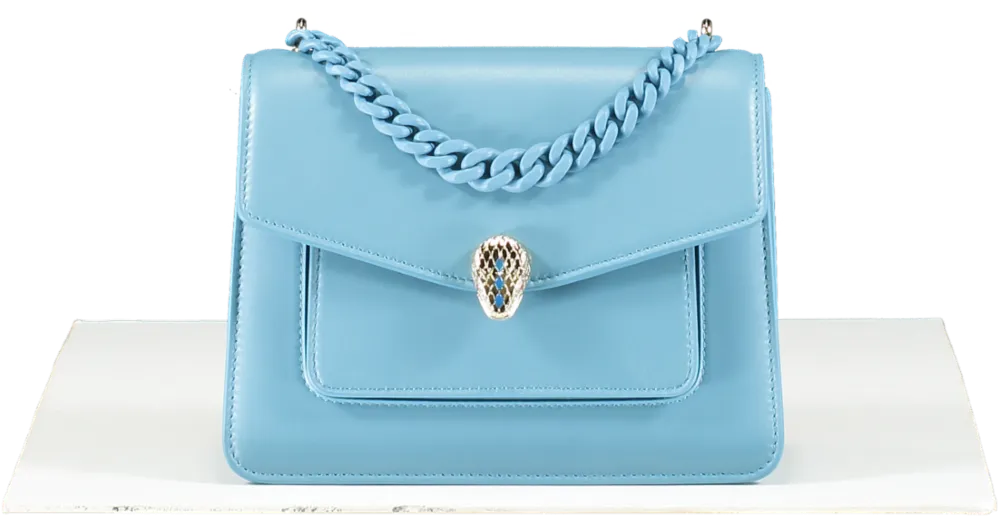 BVLGARI Blue Serpenti Handbag With Wide Strap