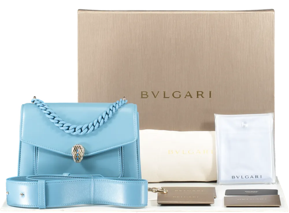 BVLGARI Blue Serpenti Handbag With Wide Strap