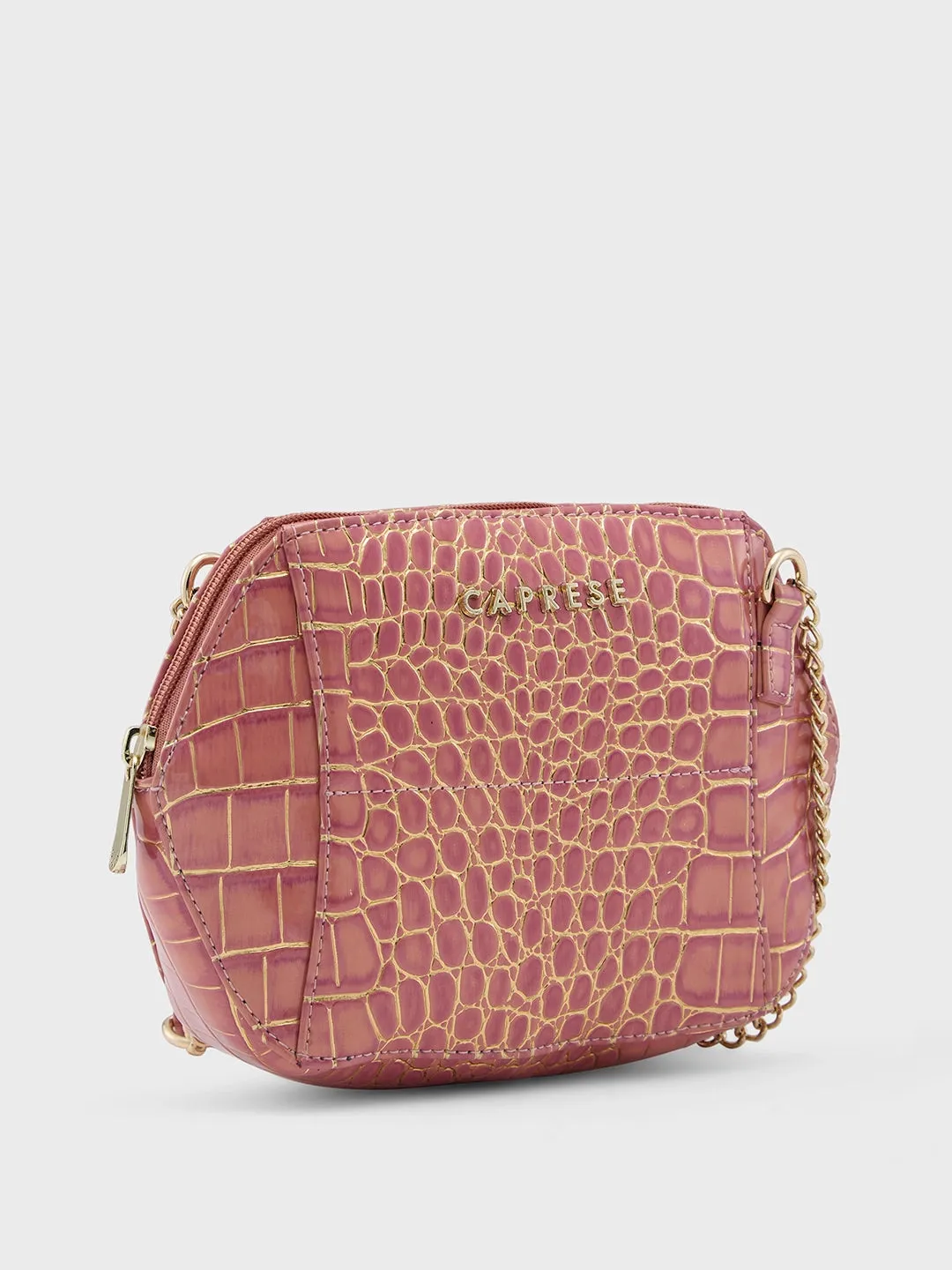 Caprese Miranda Sling Small Croco Womens Handbag Pink