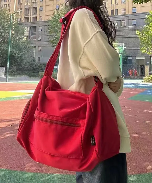 Casual Red Solid Durable Large Capacity Messenger Bag MM045