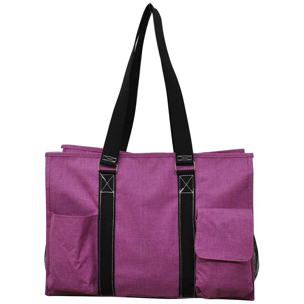 Crosshatch Fuscia NGIL Zippered Caddy Large Organizer Tote Bag