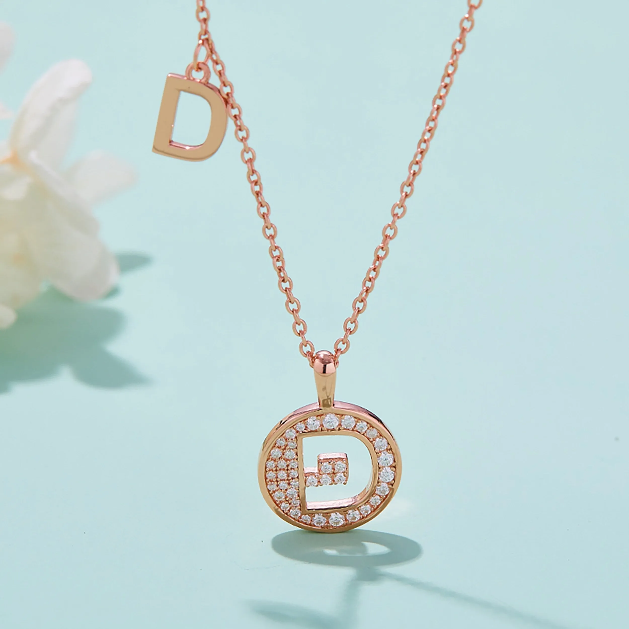 Customized D Letter Moissanite Diamond Necklace