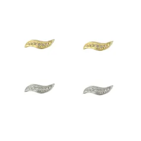 Diamond Wave Stud Earrings