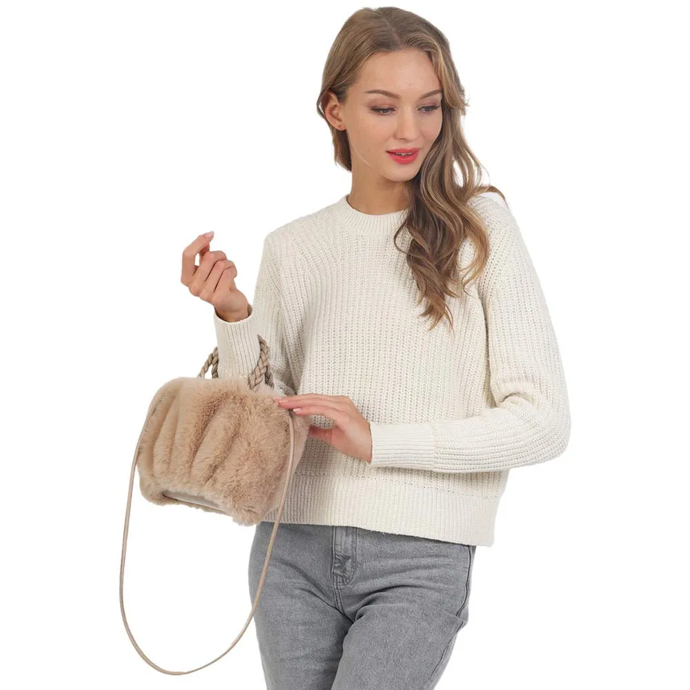 Faux Fur Tote Crossbody Bag