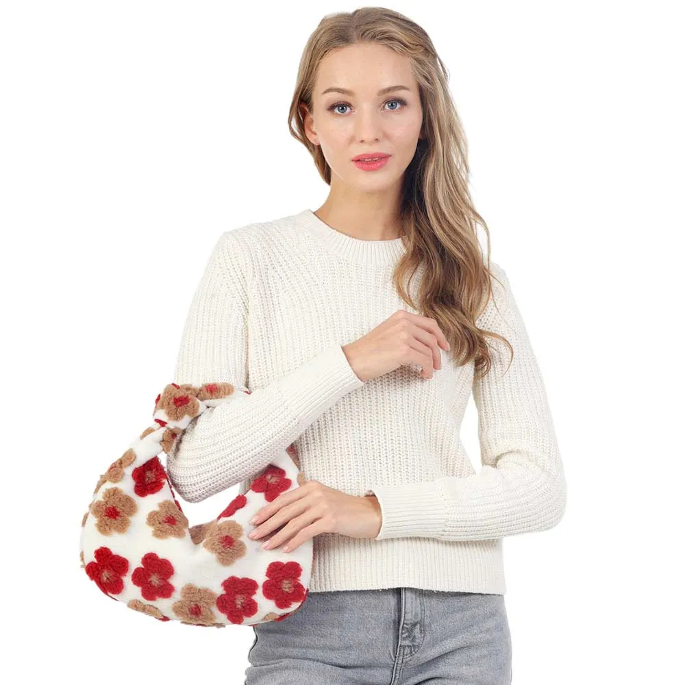 Flower Cluster Faux Fur Tote Bag