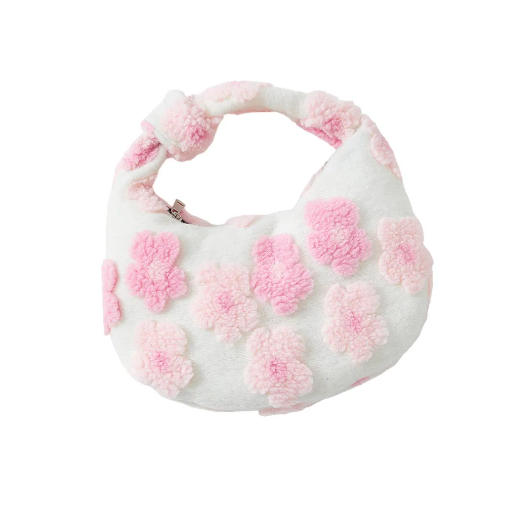 Flower Cluster Faux Fur Tote Bag