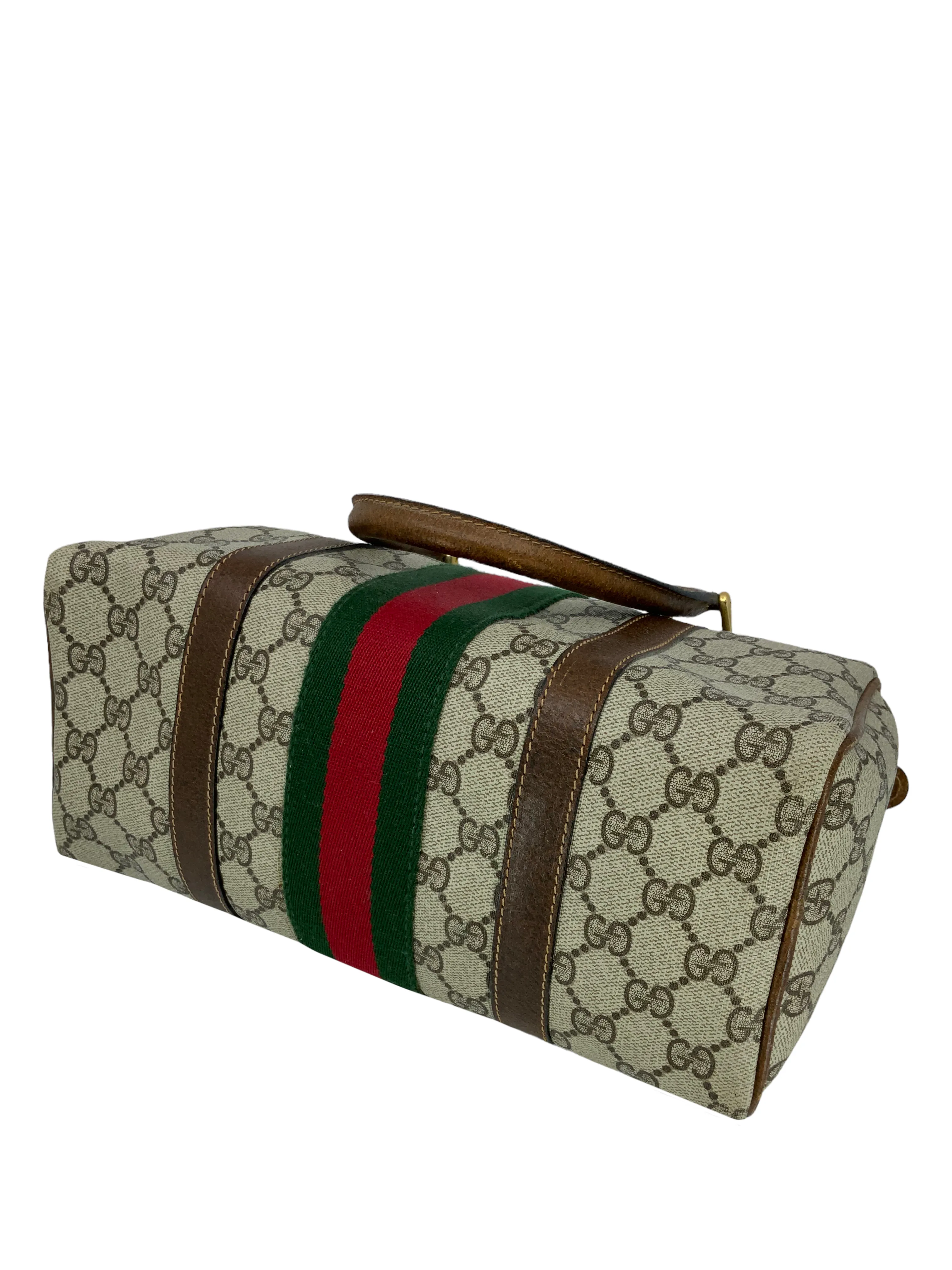 Gucci Vintage Boston Sherry Line Monogram Canvas Small Satchel Bag