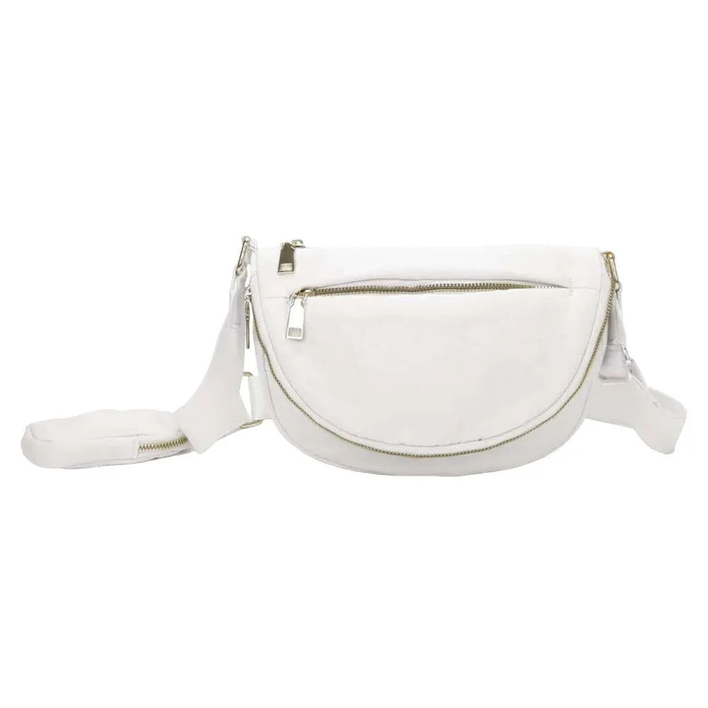 Half Round Solid Nylon Crossbody Bag