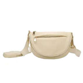 Half Round Solid Nylon Crossbody Bag