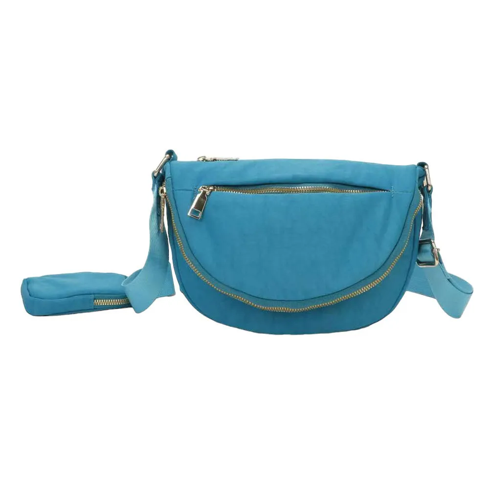 Half Round Solid Nylon Crossbody Bag