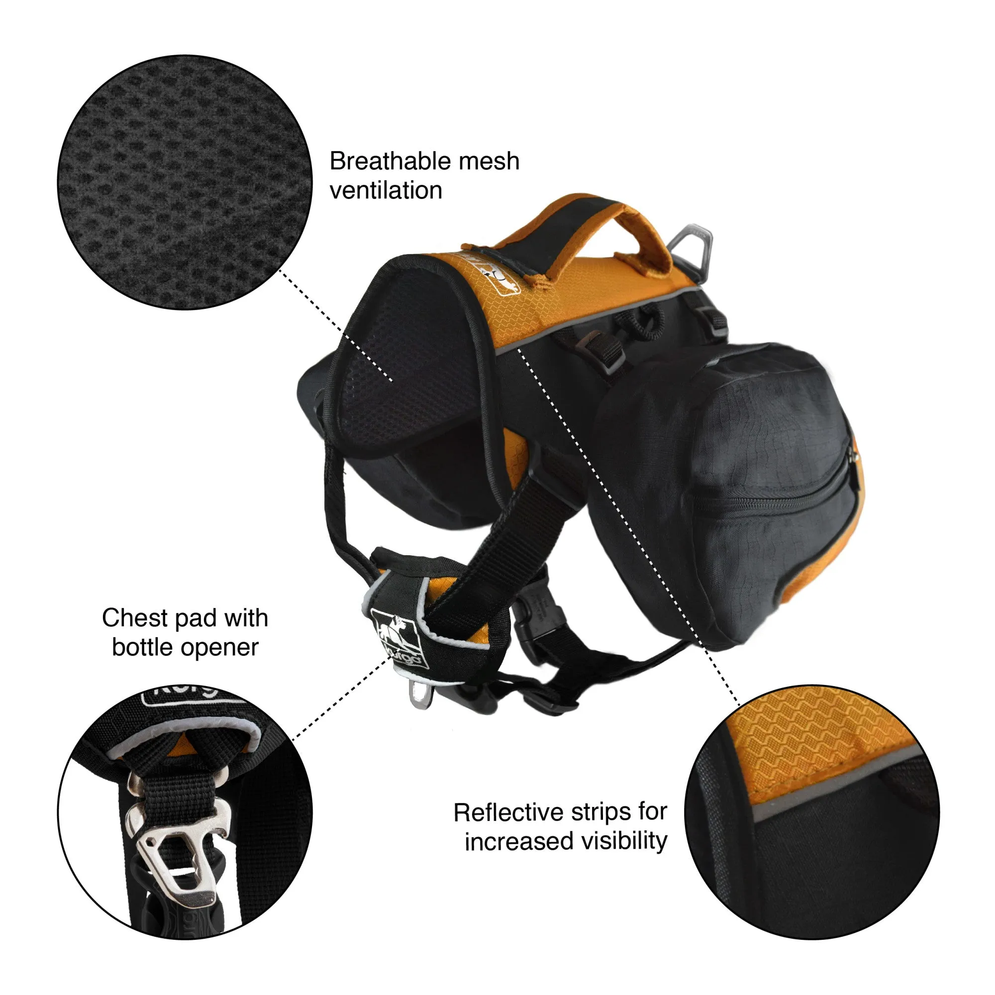 Kurgo Big Baxter Dog Backpack - Orange