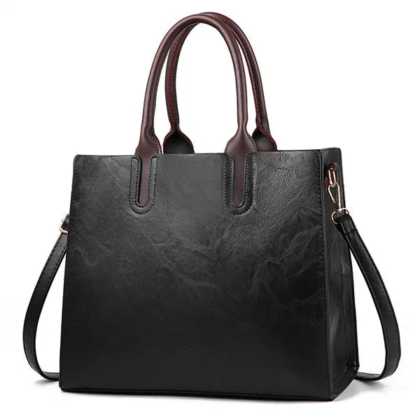 Large Capacity Vintage Designer Leather Tote Bag, Shoulder Bag and Handbag