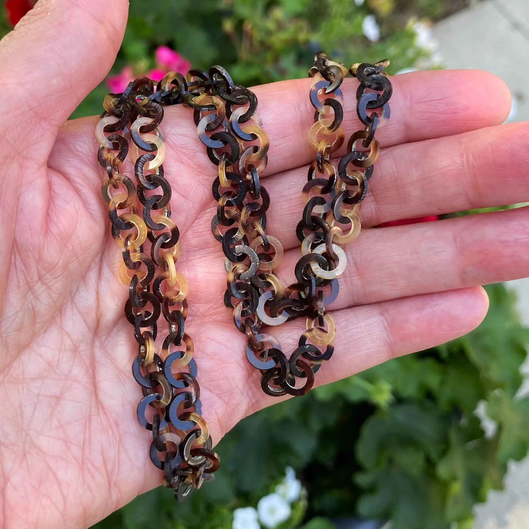 Long Antique Victorian Tortoise Shell Necklace