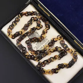 Long Antique Victorian Tortoise Shell Necklace